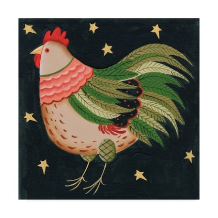 Beverly Johnston 'Rooster Under Stars' Canvas Art,18x18